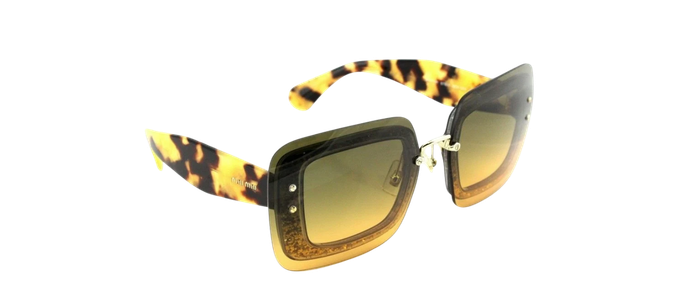 RARE Genuine MIU MIU Brown Havana Glitter Reverse Lens Sunglasses MU 01R PC8-0A3