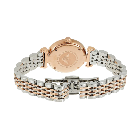 EMPORIO ARMANI Rose Gold Pink Dial 28mm Two Tone Women Watch AR11223