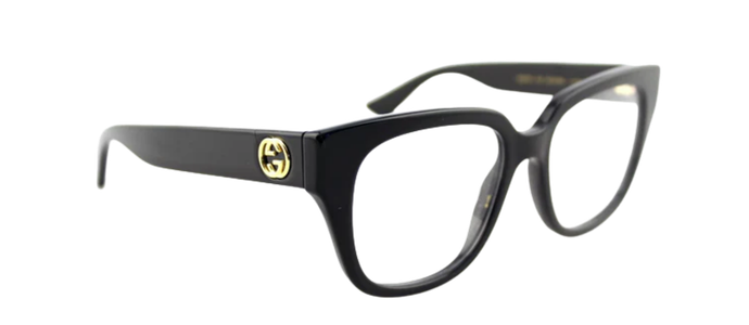GUCCI Womens Glossy Black Eye Glasses Frame CatEye GG 0037O 001 37O