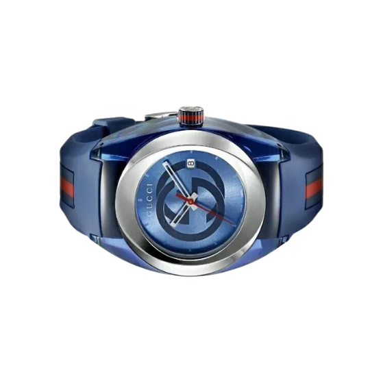 NEW Gucci Sync L 36mm Blue Rubber Strap Quartz Unisex Designer Watch YA137304