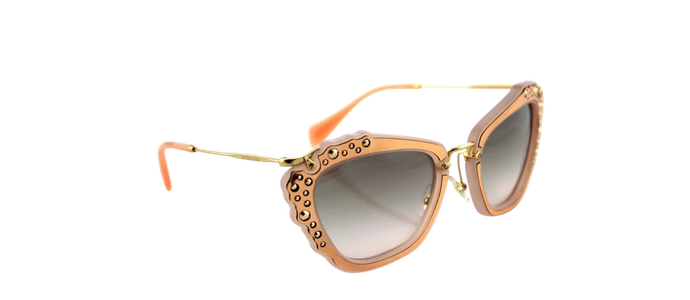 NEW Authentic MIU MIU Pink Suede Gold CatEye Sunglasses MU 04QS SMU 04Q TV1-4K0