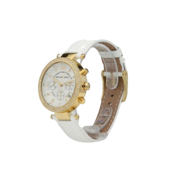 Michael Kors Parker Swarovski White Leather Ladies Watch MK2290