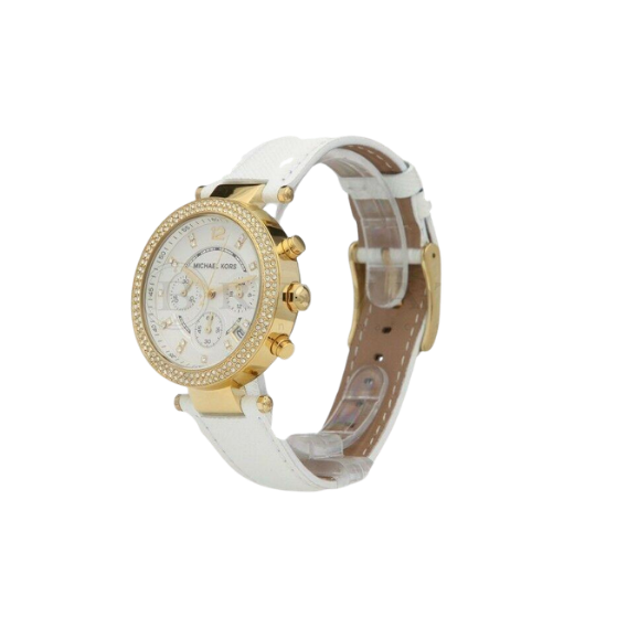 Michael Kors Parker Swarovski White Leather Ladies Watch MK2290