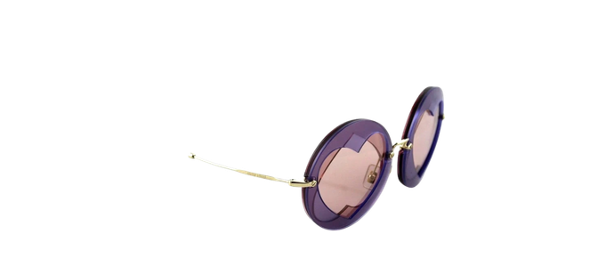 RARE NEW Genuine MIU MIU Lilac Pink Heart Round Sunglasses SMU 01S VA1-4M2 01SS