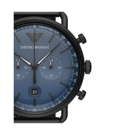 EMPORIO ARMANI Aviator Chrono 43mm Black Steel Men's Watch AR11201