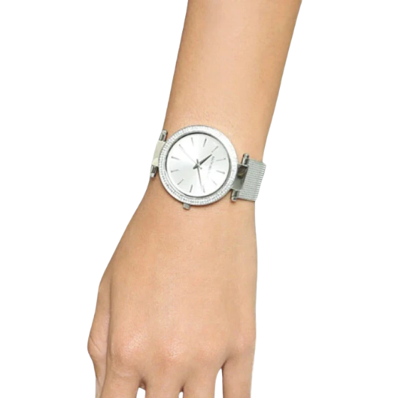 Michael Kors Darci Silver Mesh Crystals Steel Womens Watch MK3367