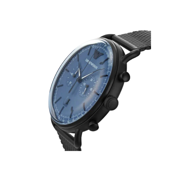 EMPORIO ARMANI Aviator Chrono 43mm Black Steel Men's Watch AR11201