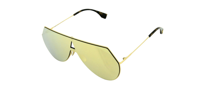 RARE Genuine FENDI EYELINE Gold Mirror Aviator Shield Sunglasses FF 0193/S 001K1