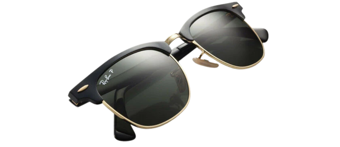 POLARIZED RayBan ALUMINIUM CLUBMASTER Black Gold Sunglasses RB 3507 136/N5 51 MM