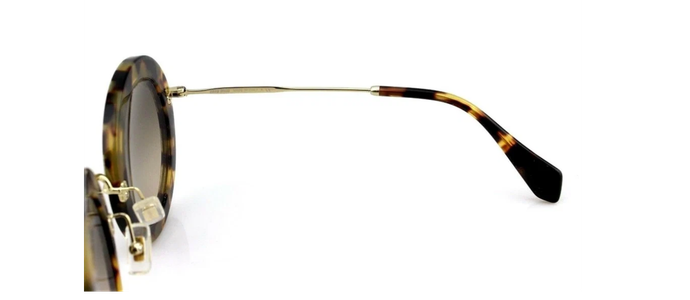 NEW Genuine MIU MIU Brown Suede Havana Gold Round Sunglasses MU 08RS VIF-3D0 08R