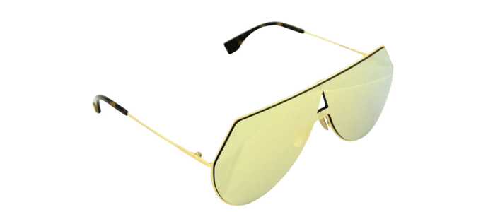 RARE Genuine FENDI EYELINE Gold Mirror Aviator Shield Sunglasses FF 0193/S 001K1