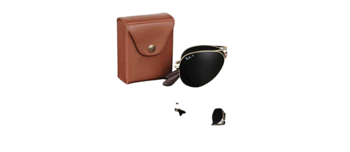 POLARIZED RAY-BAN Folding Aviator 22KT GOLD P3 Plus Sunglasses RB 3479KQ 001/N5