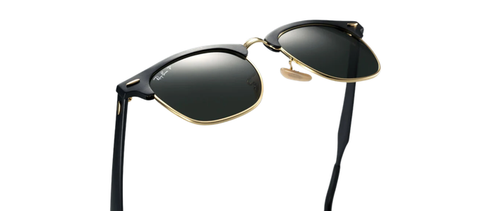 POLARIZED RayBan ALUMINIUM CLUBMASTER Black Gold Sunglasses RB 3507 136/N5 51 MM