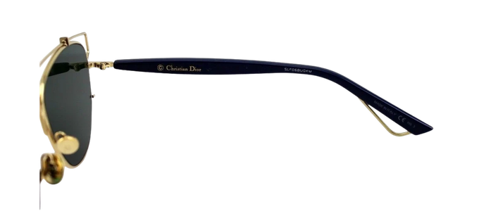 RARE New Christian DIOR TECHNOLOGIC Gold Blue Green Lens Pilot Sunglasses 1UU O7