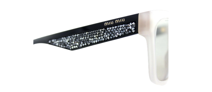 NEW Authentic MIU MIU Opal Argil Cateye Stardust Sunglasses 0MU 06RS UE2-5J2
