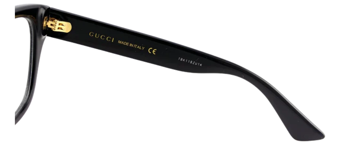 GUCCI Womens Glossy Black Eye Glasses Frame CatEye GG 0037O 001 37O