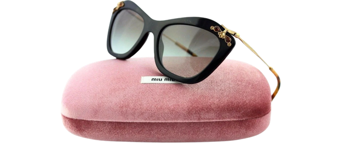 MIU MIU Women's Crystals Black Sunglasses SMU 03P 1AB-0A7