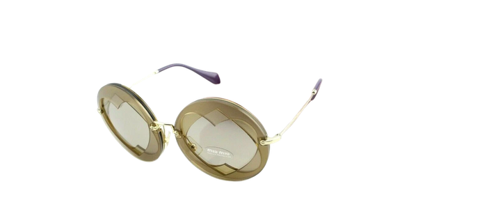 RARE NEW Genuine MIU MIU Brown Beige Heart Round Sunglasses SMU 01S VA2-5J2 01SS