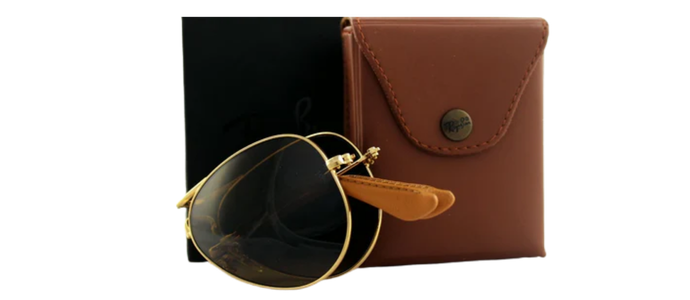 RAY-BAN Folding Aviator 22KT GOLD P3 Plus Sunglasses RB 3479KQ 001/M7