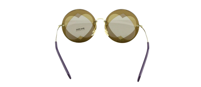 RARE NEW Genuine MIU MIU Brown Beige Heart Round Sunglasses SMU 01S VA2-5J2 01SS