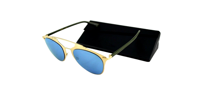 NEW Christian DIOR REFLECTED Rose Gold Khaki Blue Mirror Pilot Sunglasses XX8 3J