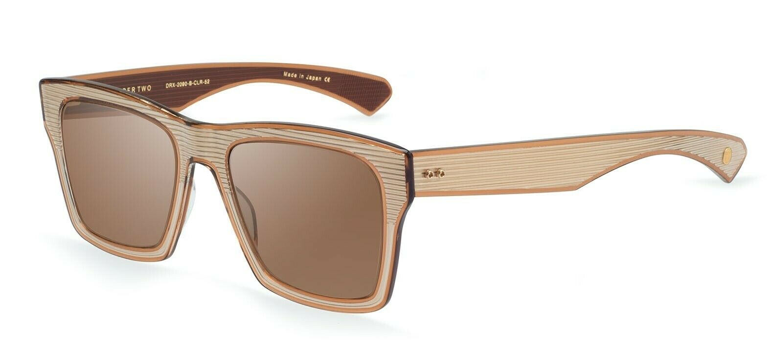 DITA INSIDER TWO Gold Clear Brown Square Sunglasses DRX 2090BT