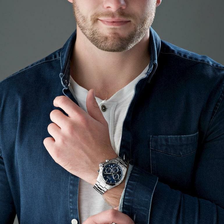 HUGO BOSS Hero Chronograph 45mm Blue Dial Steel Men's Watch HB 1513755