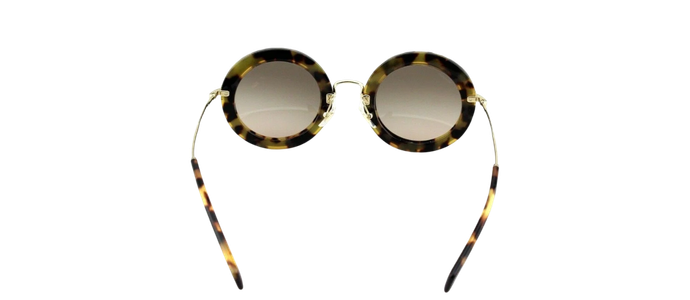 NEW Genuine MIU MIU Brown Suede Havana Gold Round Sunglasses MU 08RS VIF-3D0 08R