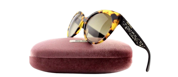 RARE Authentic MIU MIU  Light Havana Cateye Stardust Sunglasses MU 07RS 7S0-1X1
