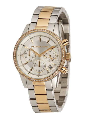 Michael Kors Ritz Chronograph Crystals Gold 37mm Womens Watch MK6474