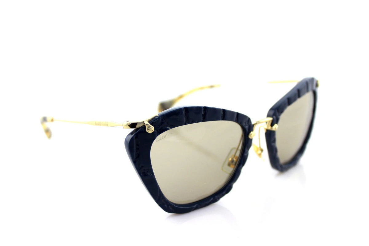 RARE Authentic MIU MIU Sand Havana Blue Silver Mirror Sunglasses SMU 10N HAO-4N0