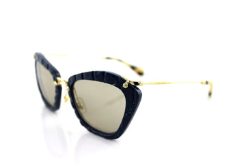 RARE Authentic MIU MIU Sand Havana Blue Silver Mirror Sunglasses SMU 10N HAO-4N0