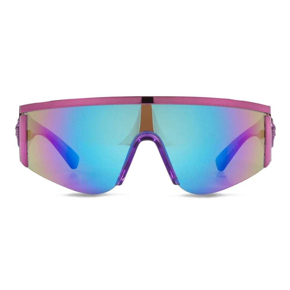 VERSACE TRIBUTE Pink Blue Mirror Shield Sunglasses VE 2197 1464/55