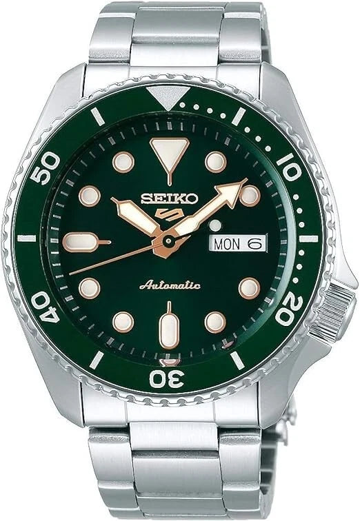 Seiko 5 Sports Automatic 42.5mm Green Dial Steel 4R36 Men's Watch SRPD63K1