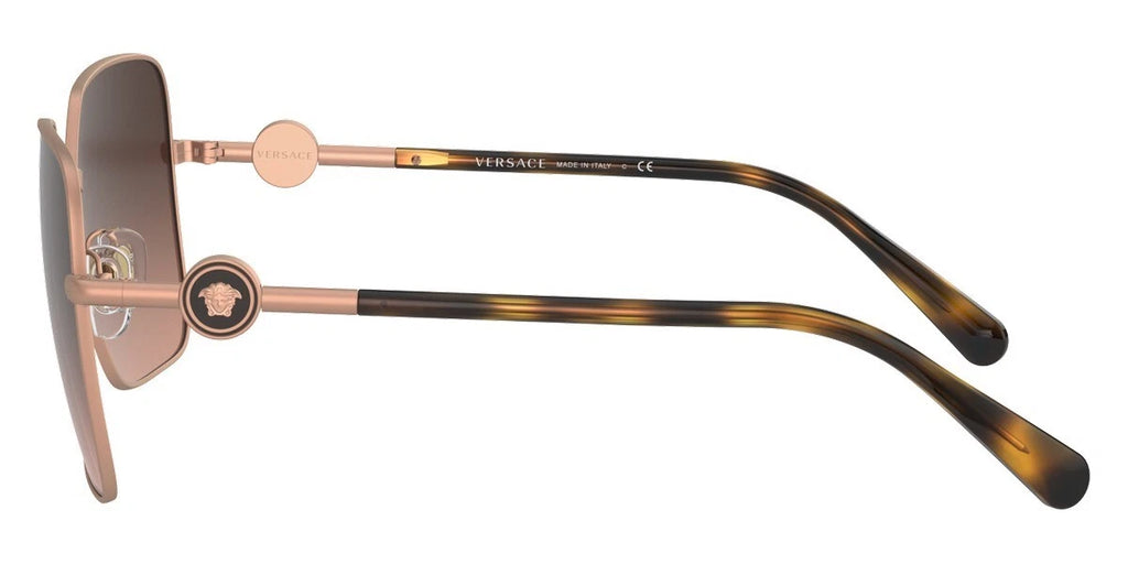 VERSACE Matte Pink Gold Square Metal Womens Sunglasses VE 2227 1466G9