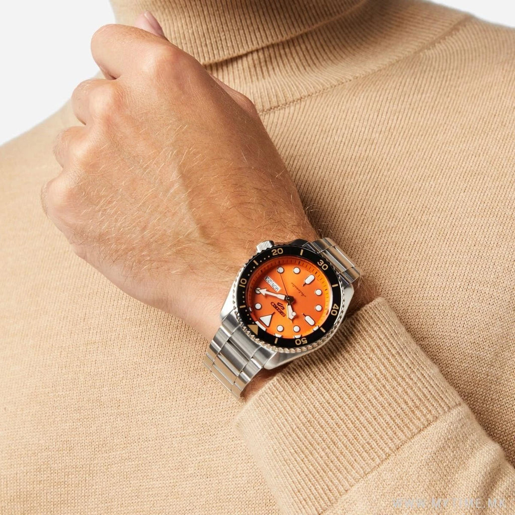 Seiko 5 Sports Automatic 42.5mm Orange Dial Steel SKX Men's Watch SRPD59 K1