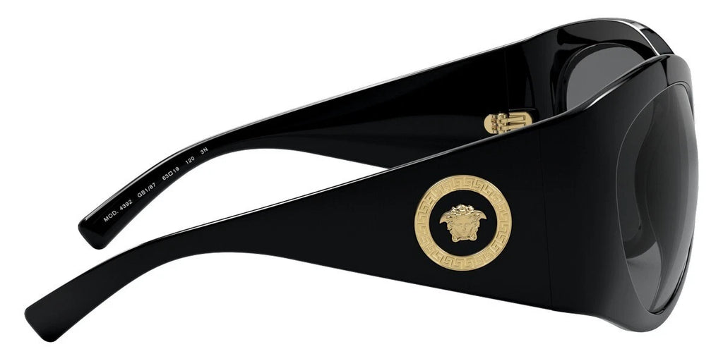 Genuine VERSACE Medusa Black Gray Pilot Wrap Sunglasses VE4392 GB1/87