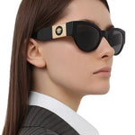 VERSACE Black Grey CatEye Medusa Logo Women Sunglasses VE4398 GB187