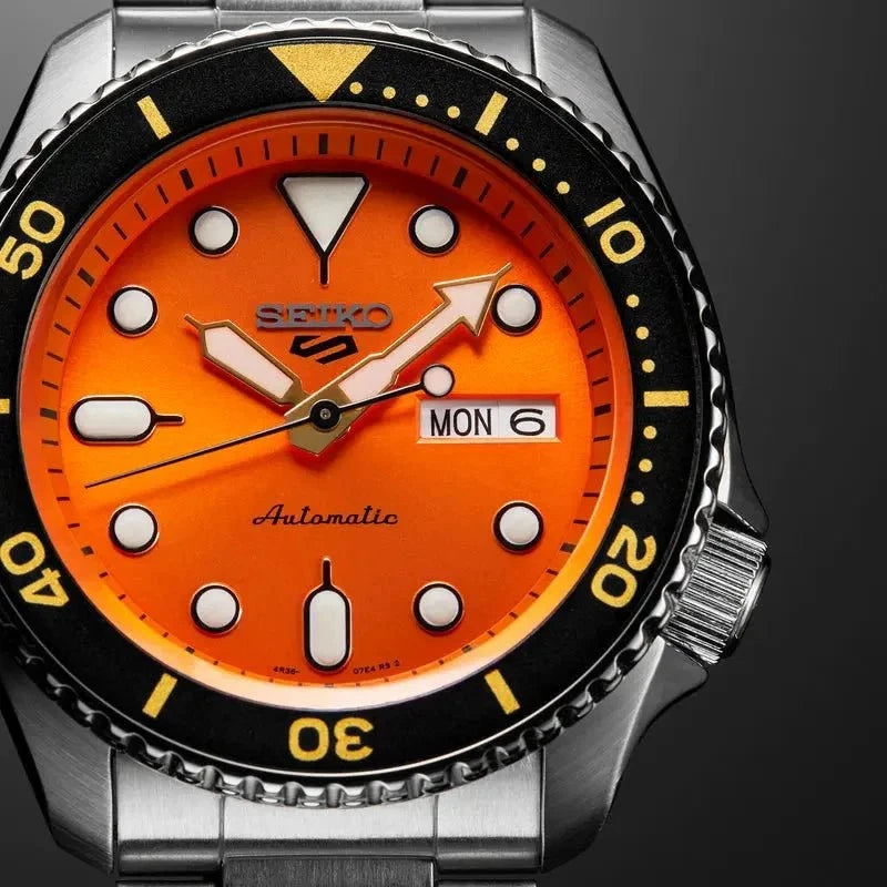 Seiko 5 Sports Automatic 42.5mm Orange Dial Steel SKX Men's Watch SRPD59 K1