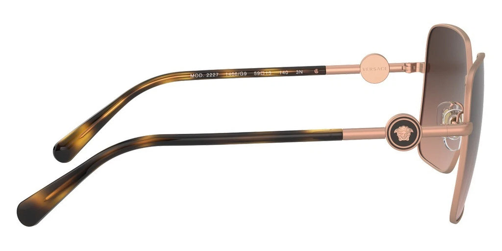 VERSACE Matte Pink Gold Square Metal Womens Sunglasses VE 2227 1466G9