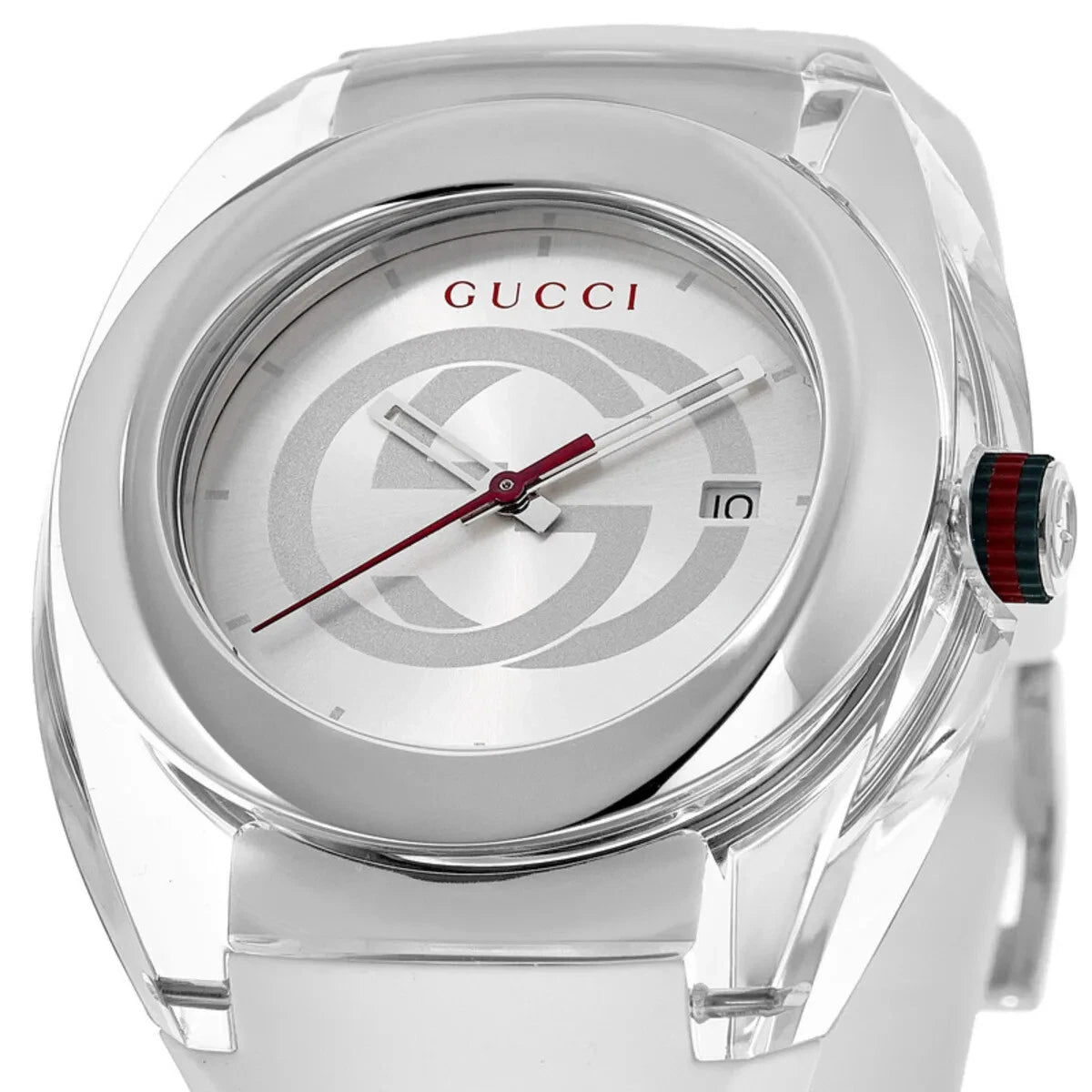 GUCCI Sync XXL 46mm White Rubber Strap Quartz Designer Unisex Watch YA137102
