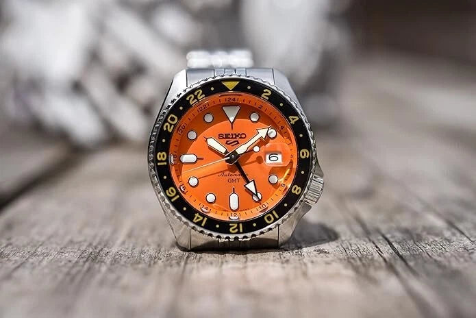 Seiko 5 Sports Automatic GMT Orange Dial 42.5mm SKX Men's Watch SSK005 K1