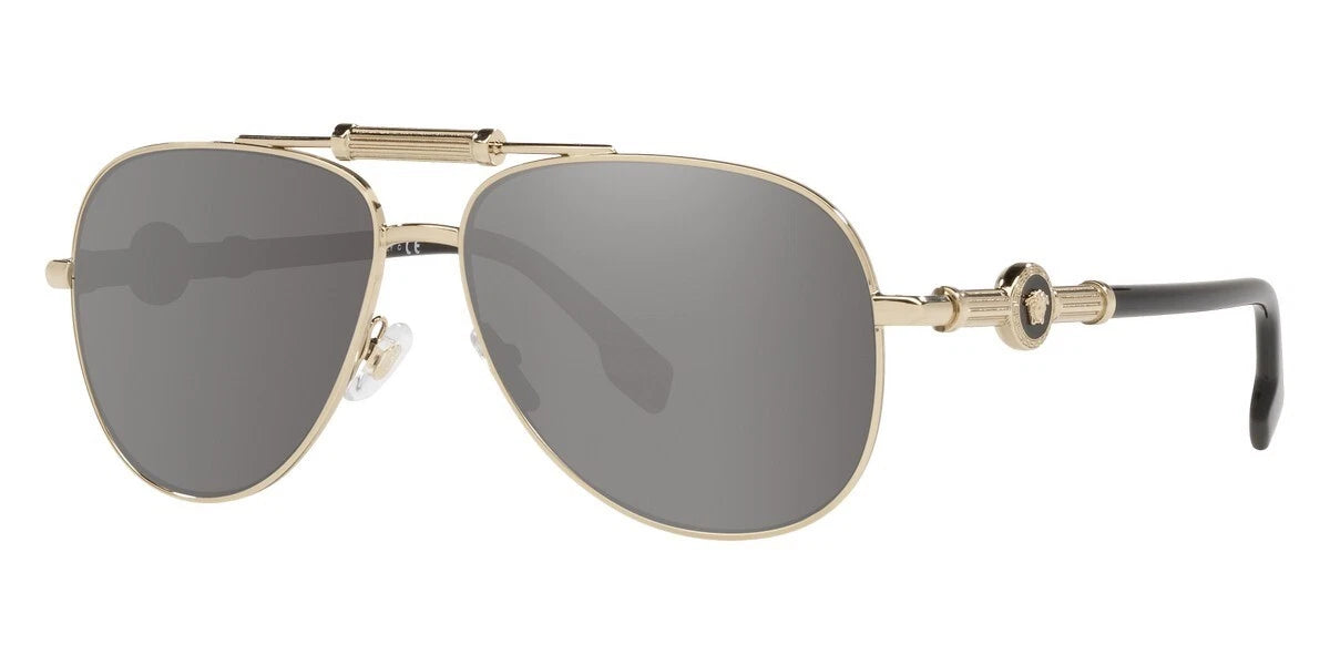 VERSACE Medusa Pale Gold Metal Frame Pilot Sunglasses VE2236 12526G