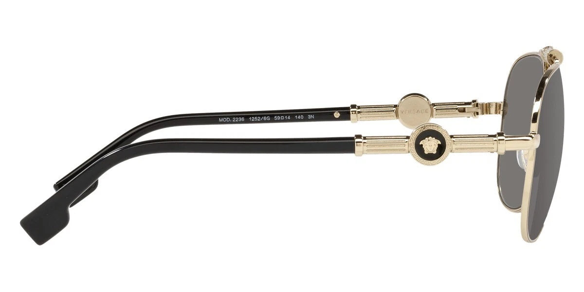 VERSACE Medusa Pale Gold Metal Frame Pilot Sunglasses VE2236 12526G