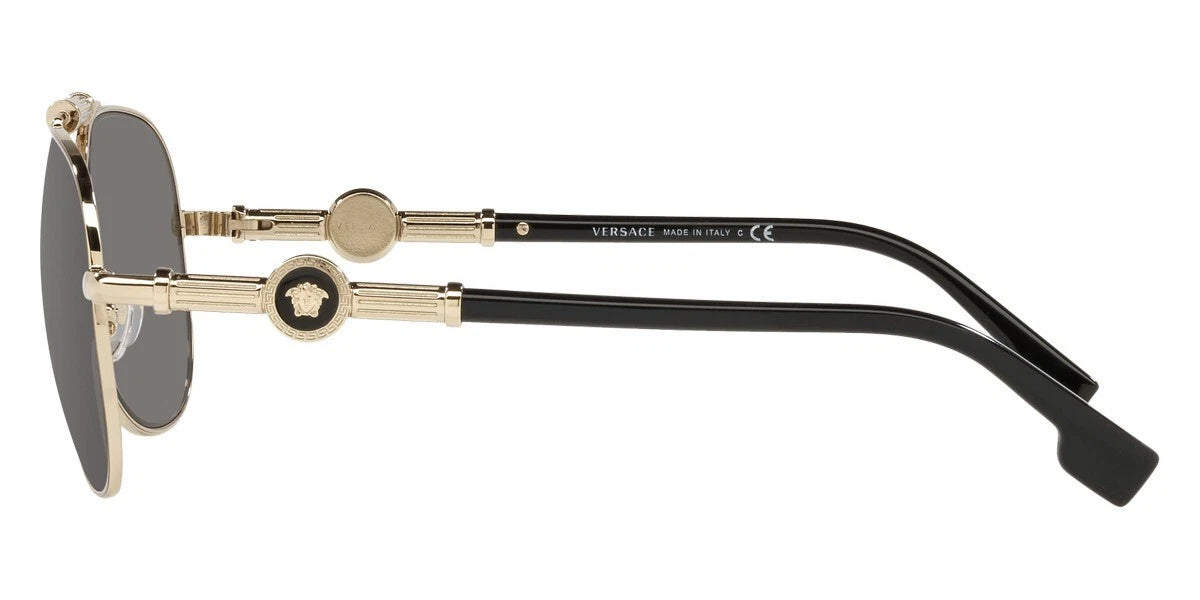 VERSACE Medusa Pale Gold Metal Frame Pilot Sunglasses VE2236 12526G