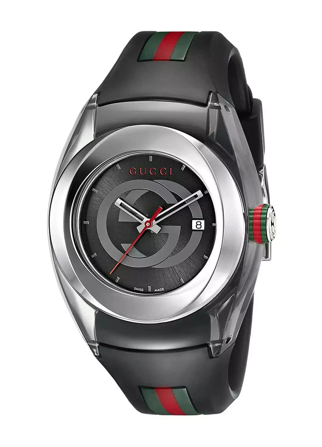 GUCCI SYNC L Stainless Steel with Black Rubber Strap Unisex Watch YA137301