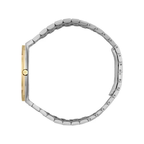 Gucci 25H Gold Silver 34mm Thin Stainless Steel Women Formal Watch YA163403