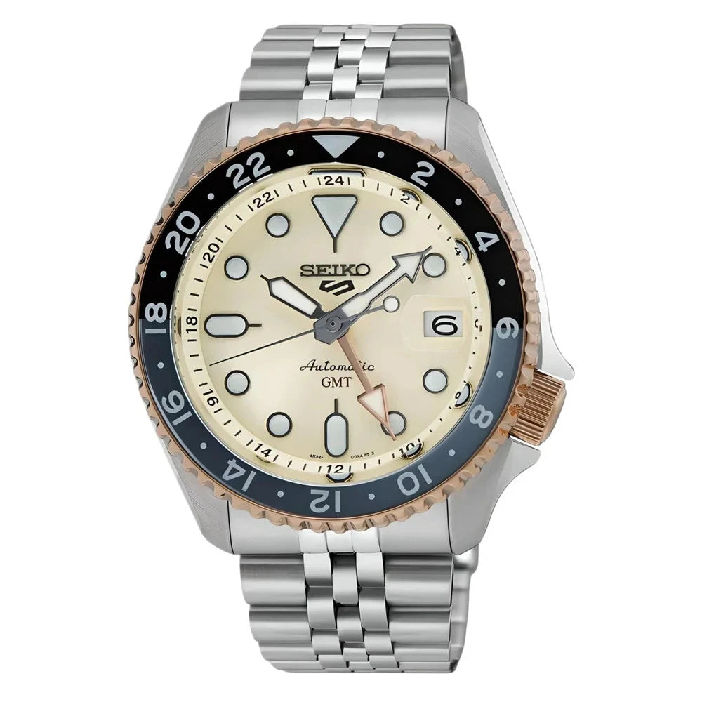 Seiko 5 Sports Sunrise Champagne Men GMT Watch SSK046