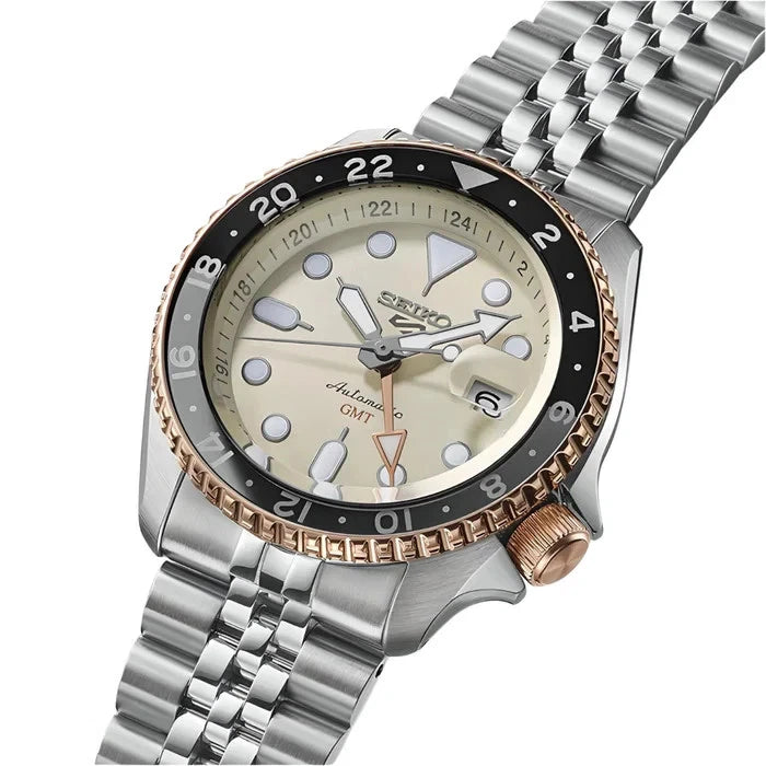 Seiko 5 Sports Sunrise Champagne Men GMT Watch SSK046