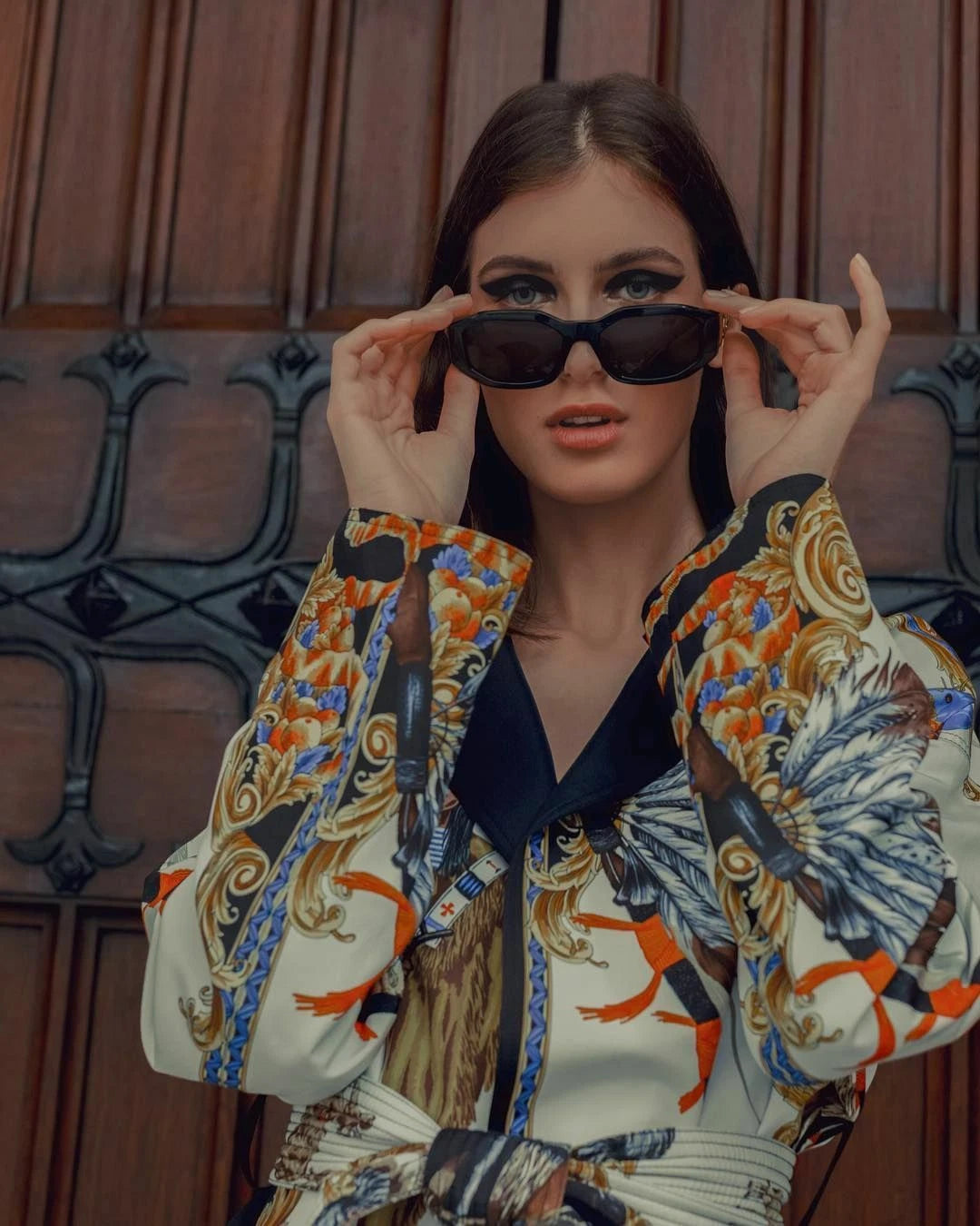 VERSACE VE4361 BIGGIE Medusa Havana Hexagonal Sunglasses 5217/73